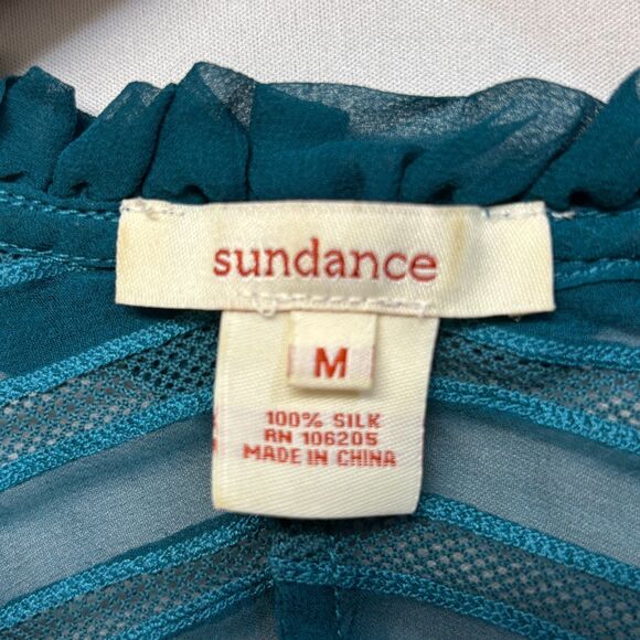 Sundance Women Sheer Ruffle 100% Silk Blouse Top Shirt Size Medium C037 -6 - Picture 13 of 14